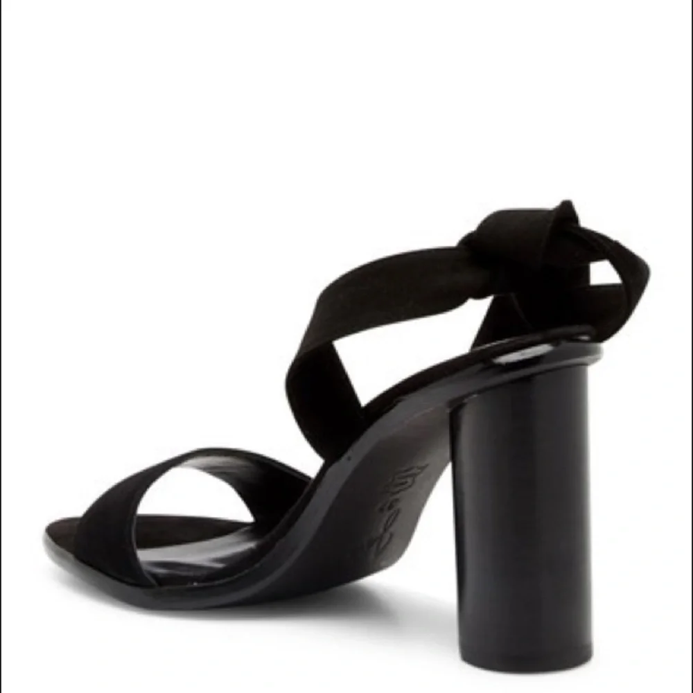 Joie Oki Ankle Tie Suede Sandal Black Block Heeled NWOT - Picture 6 of 12